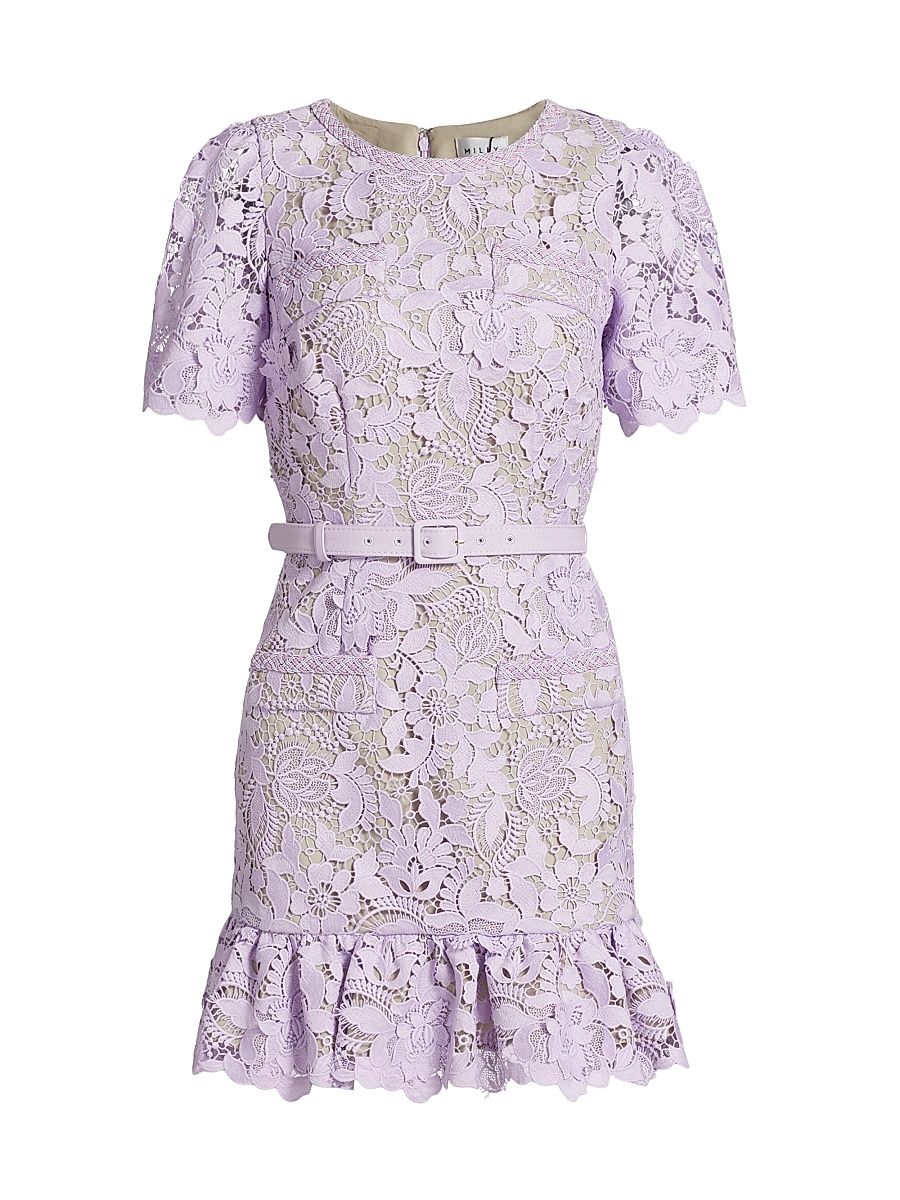 Women's Garden Lace Flounce Minidress - Lilac - Size 12