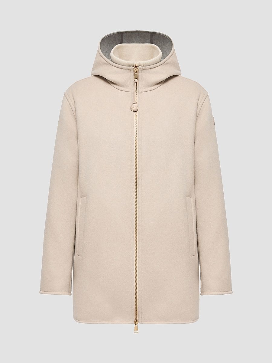 Women's Hemiptere 3-in-1 Hooded Puffer Jacket in Wool and Cashmere - Light Beige - Size XL