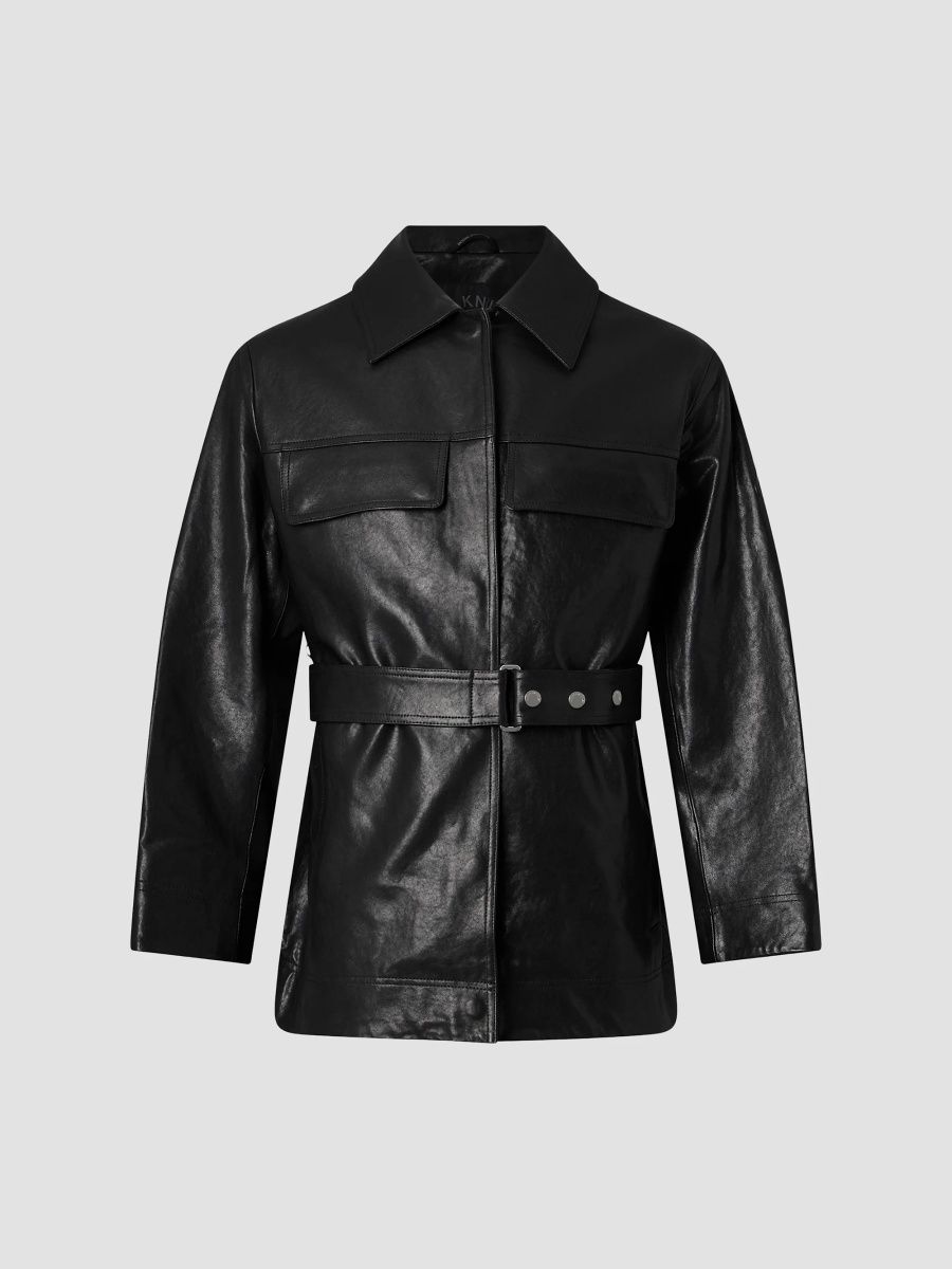 Moose Knuckles Women's Leather Blvd Field Jacket - Black - Size XS