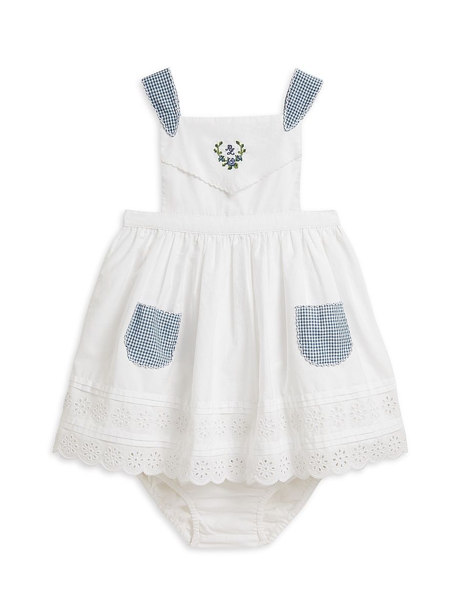 Baby Girl's Eyelet Cotton Poplin Dress & Bloomers Set - Deckwash White - Size 12 Months