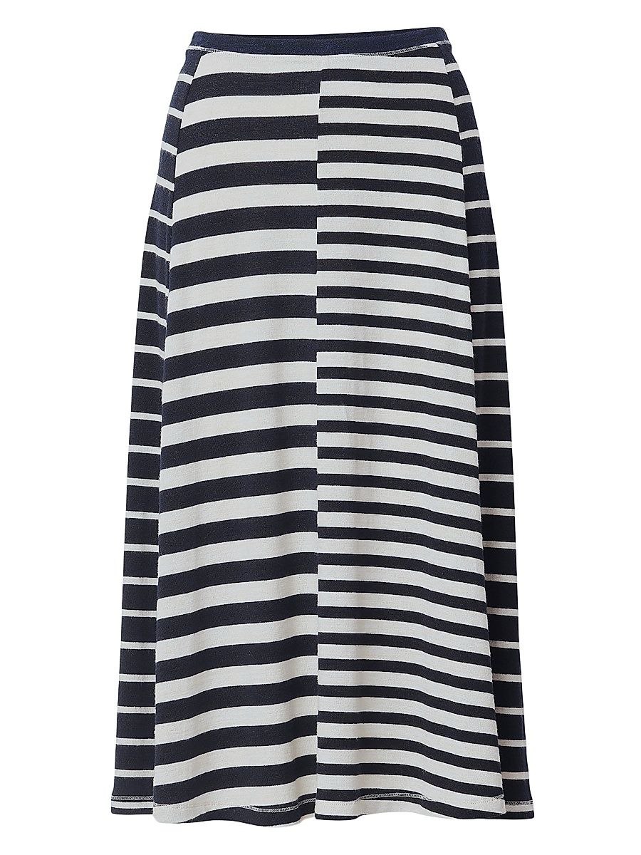Women's The Knit Mixed Stripe Midi-Skirt - Salute Multi - Size Large