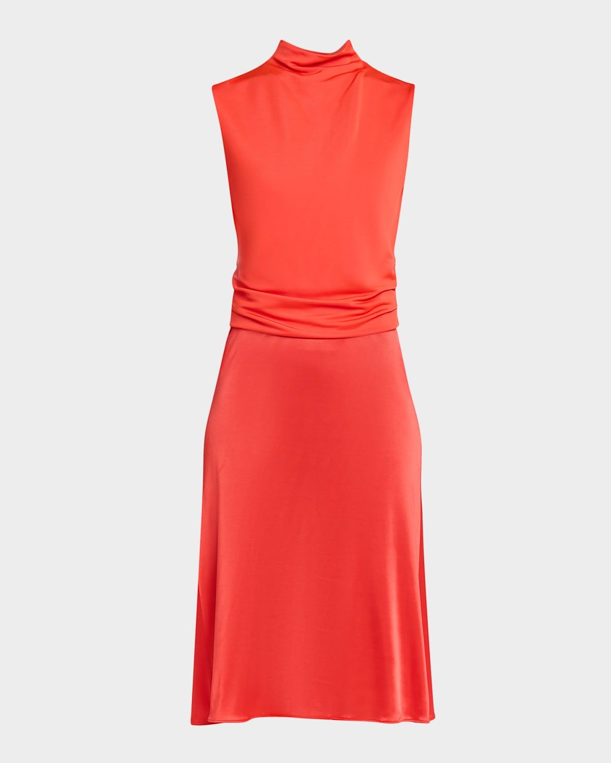Sleeveless Mock-Neck Stretch Viscose Dress