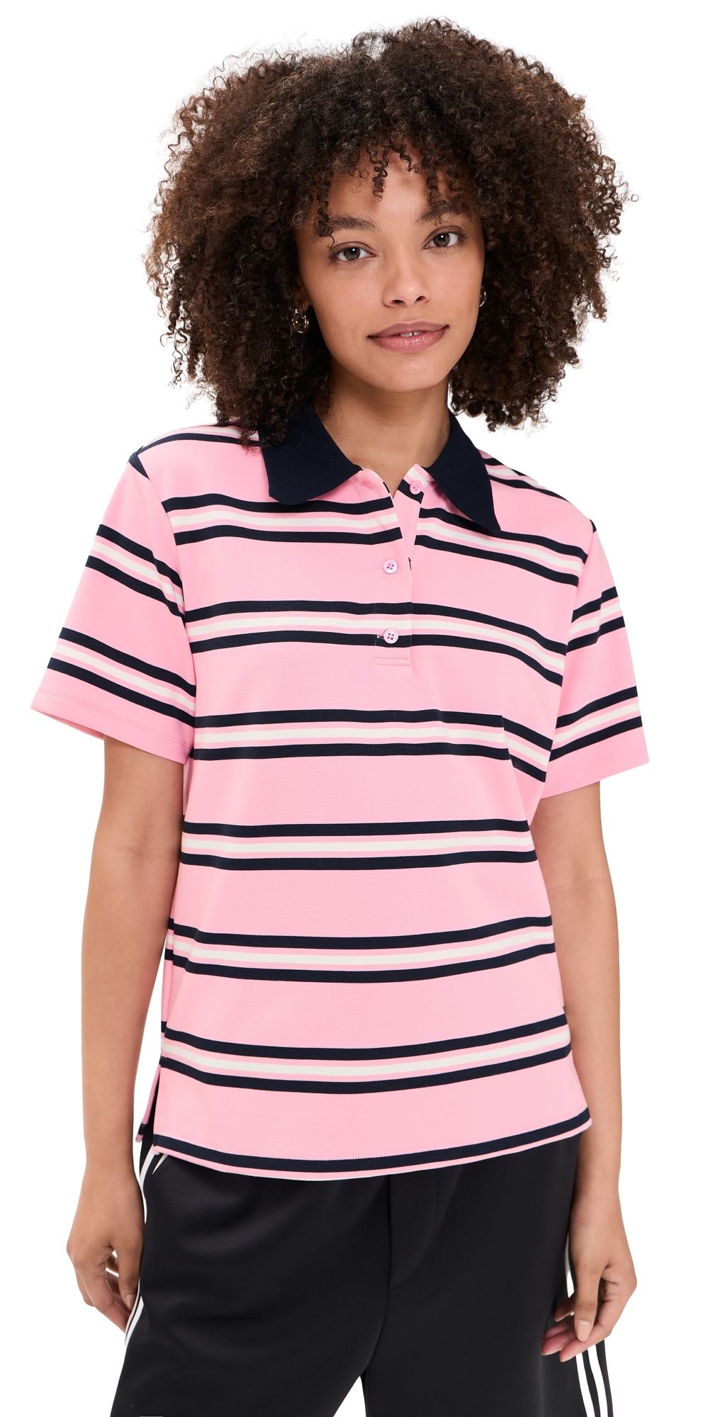 English Factory Stripe Short Sleeve Knit Top Pink Multi L