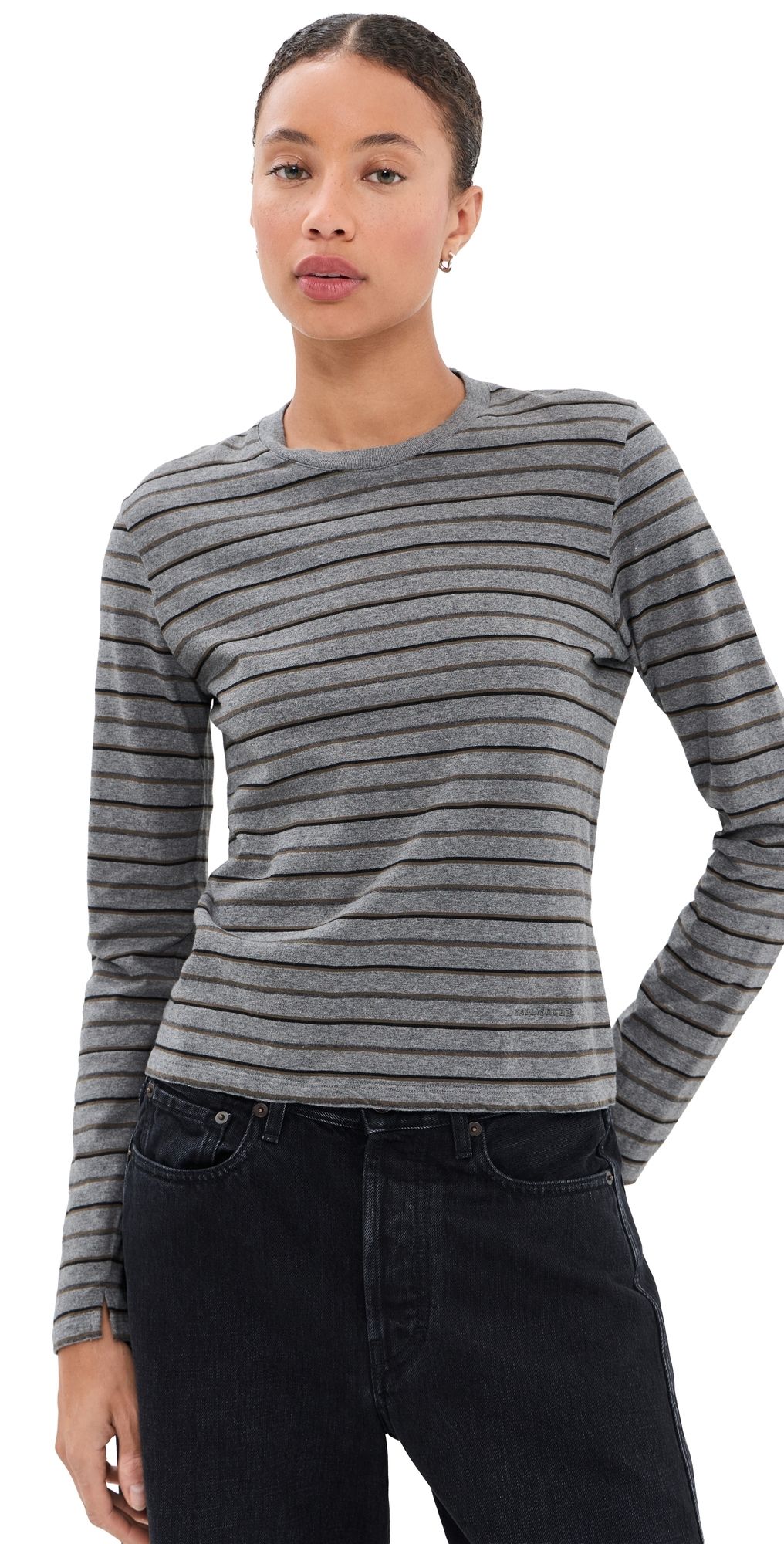 Kallmeyer Wynn Long Sleeve Top Charcoal Stripe XS