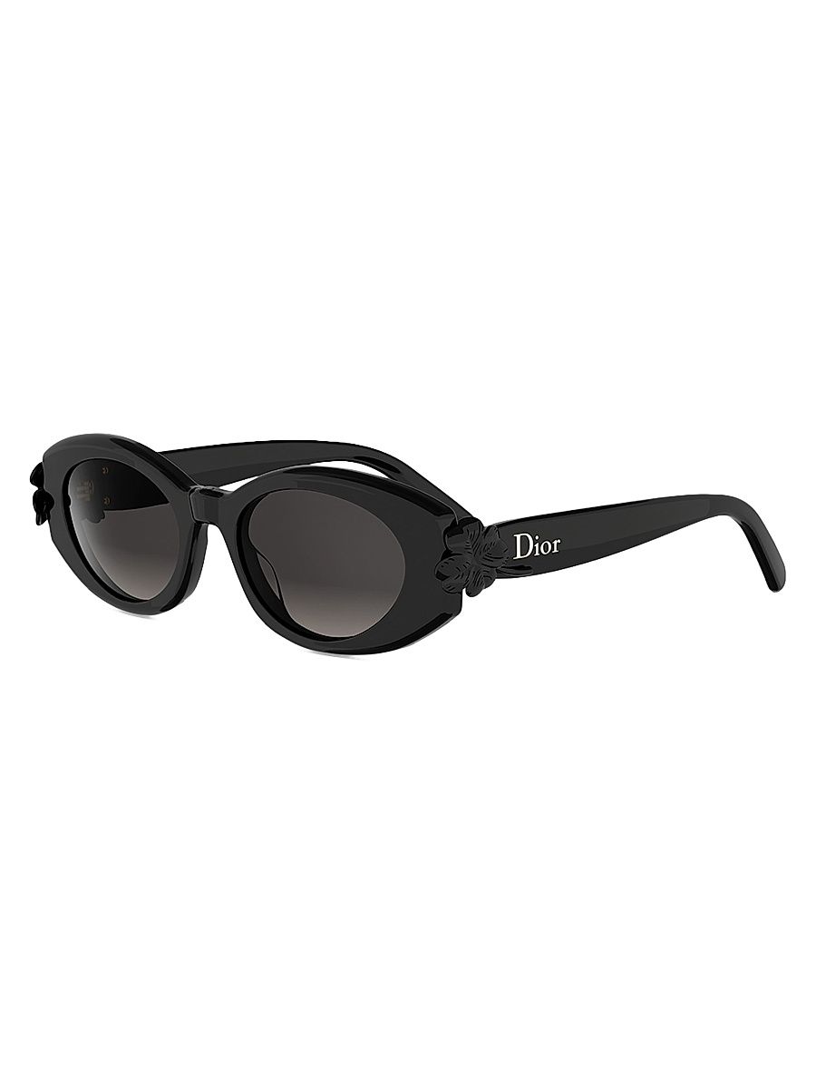Women's Clover B1l 52MM Oval Sunglasses - Shiny Black Gradient Smoke