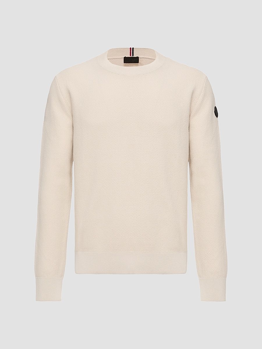Moncler Men's Sweater in Cotton - White Ivory - Size XXL