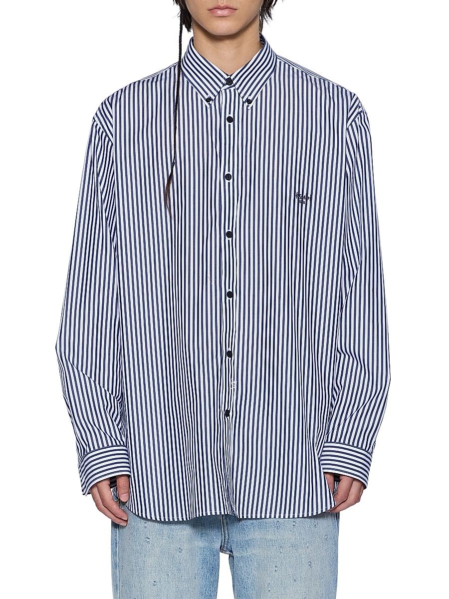 Men's Neo Nostalgia Striped Logo Cotton Shirt - Assorted - Size Large