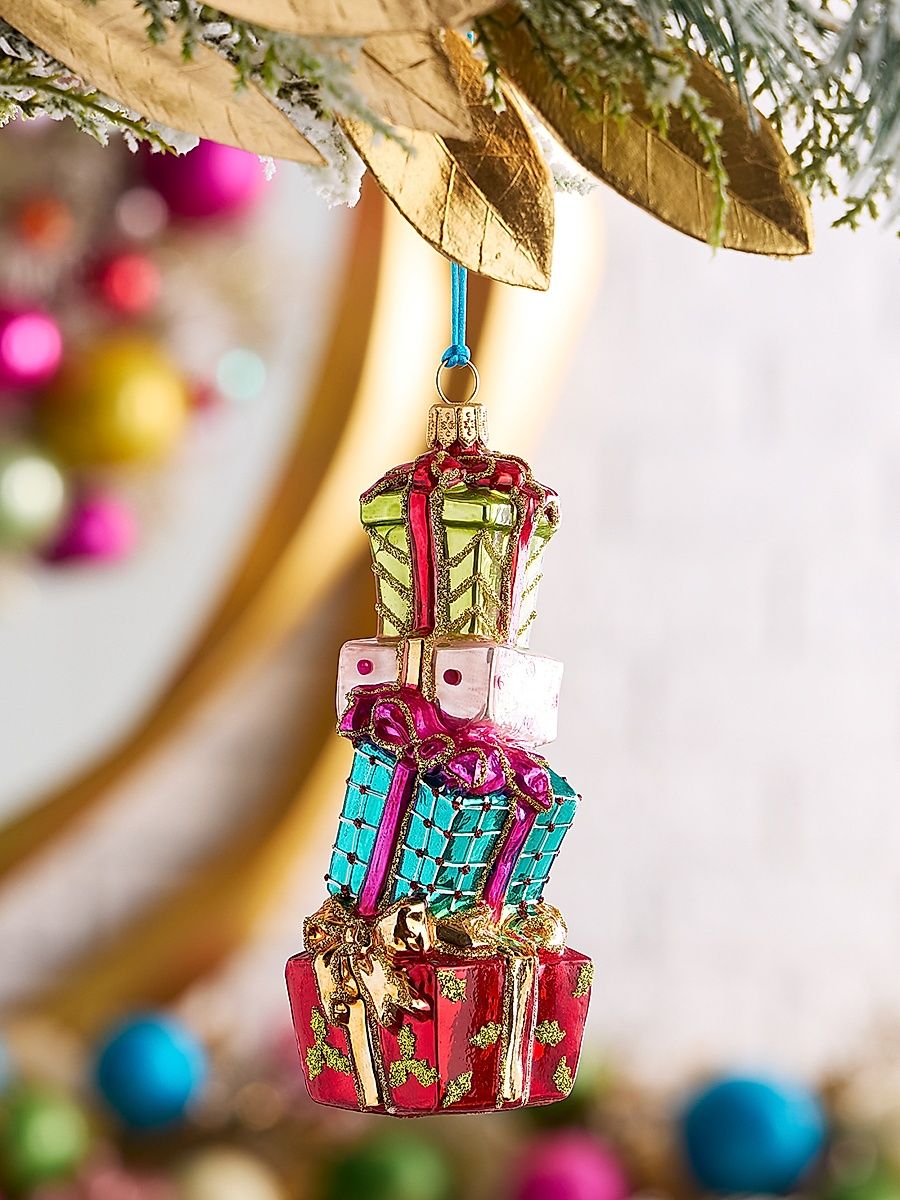 Small Pile Of Gifts Glass Ornament
