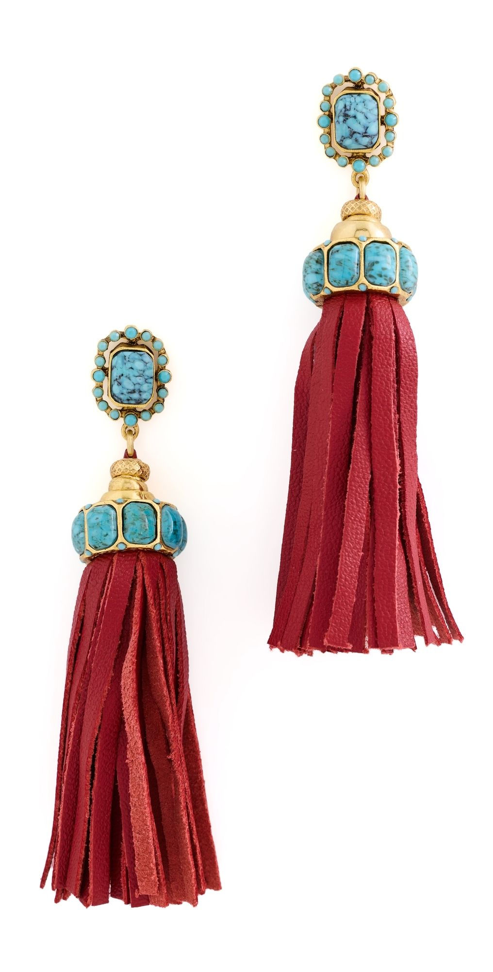 Elizabeth Cole Ponsie Earrings Red Turquoise One Size