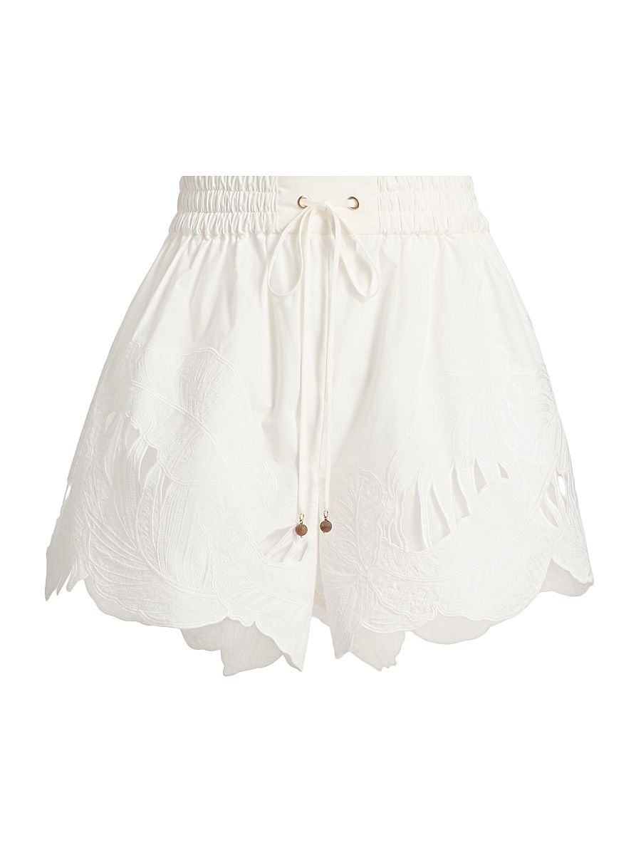 Women's Mahon Embroidered Shorts - Ivory - Size 8