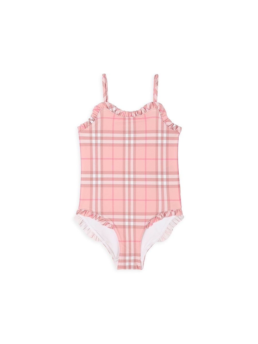 Little Girl's & Girl's Check One-Piece Swimsuit - Peony Pink - Size 8