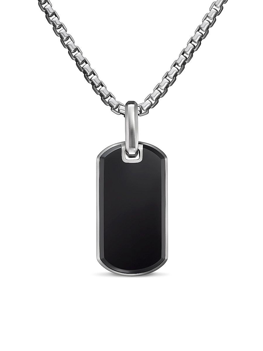 David Yurman Men's Chevron Tag in Sterling Silver - Black Onyx