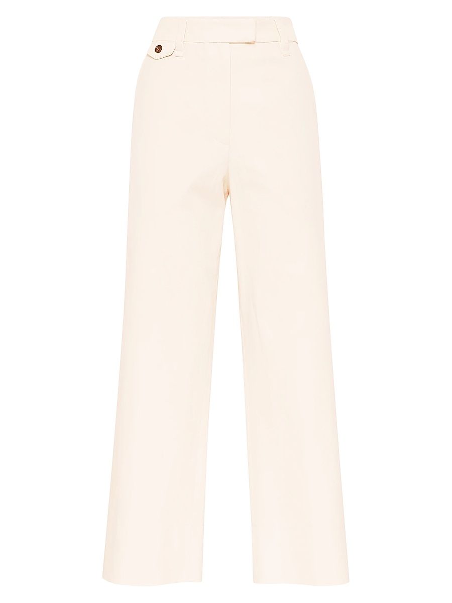 Women's Cotton and Linen Cover Cropped Chino Trousers - Panama - Size 4