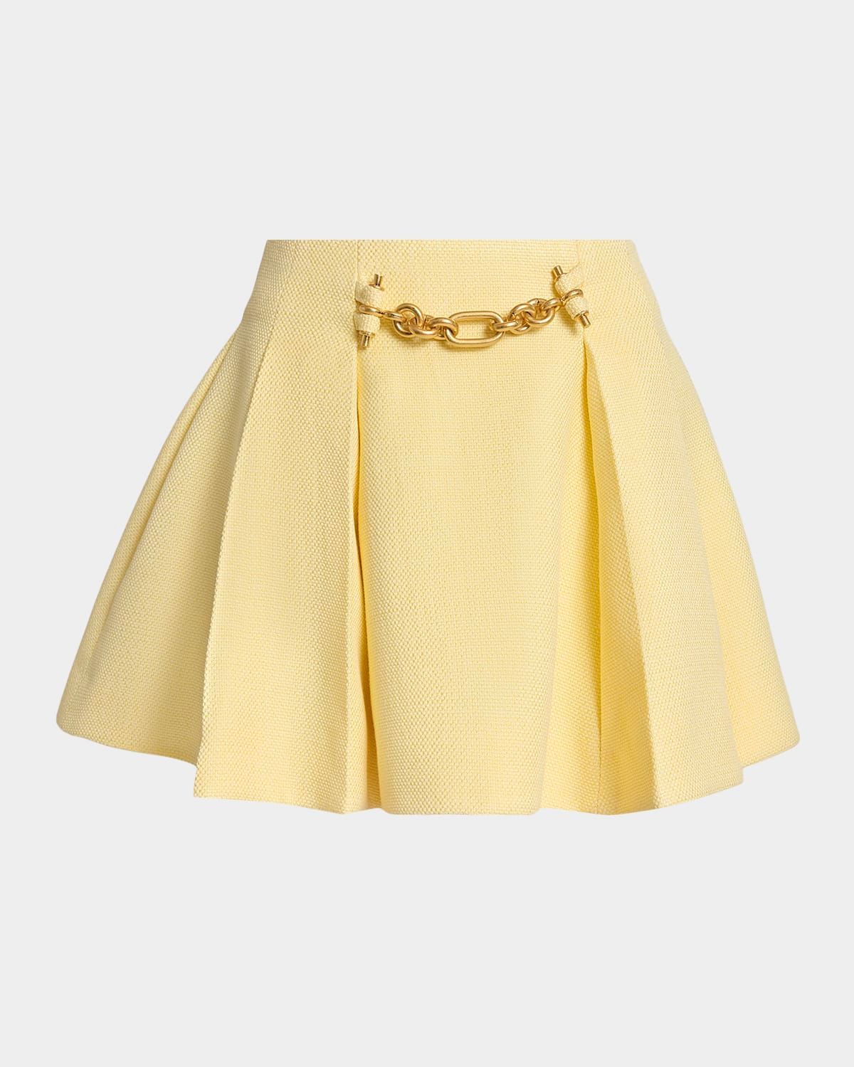 Chain Pleated Natte Mini Skirt