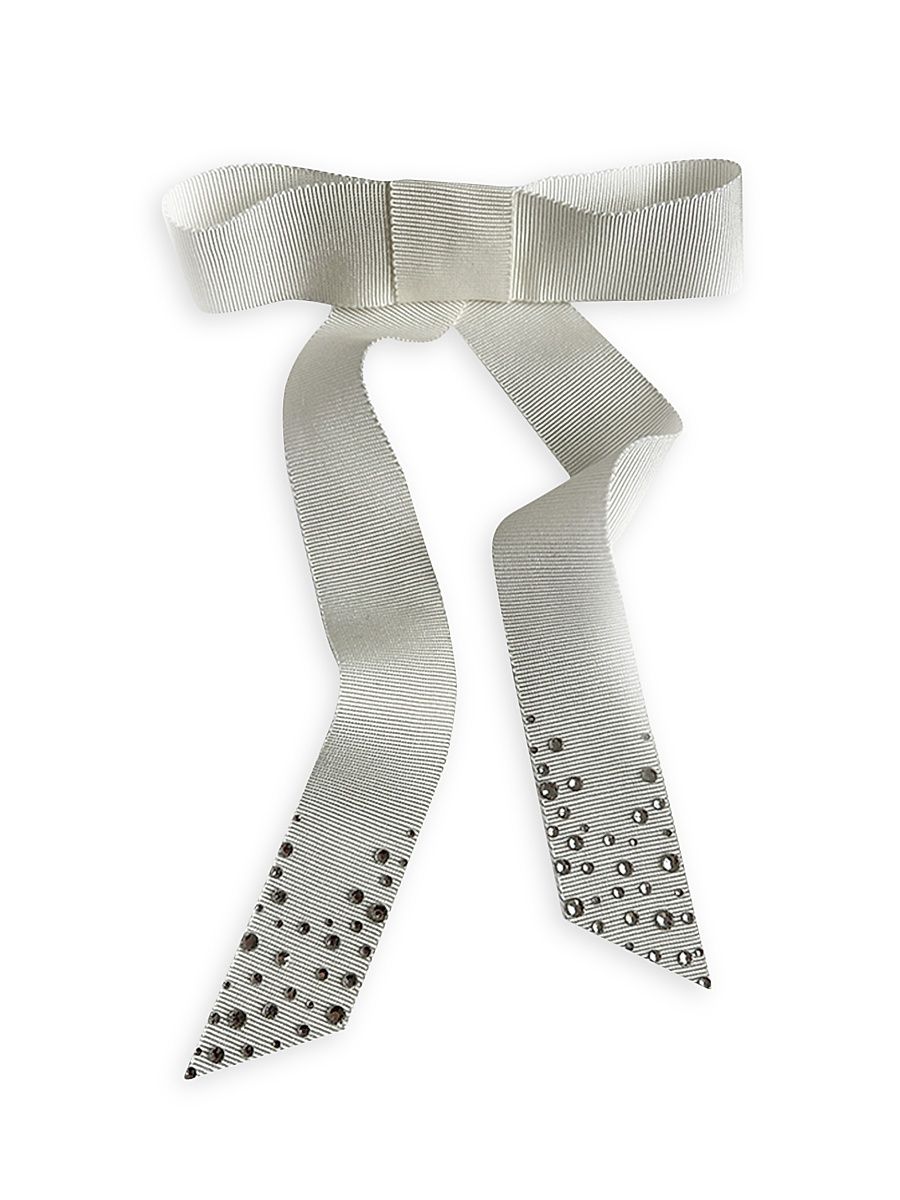 Women's Kate Crystal Grosgrain Bow - White