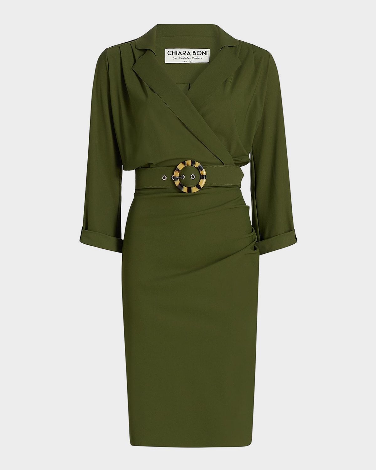 Minao Belted Faux-Wrap Dress