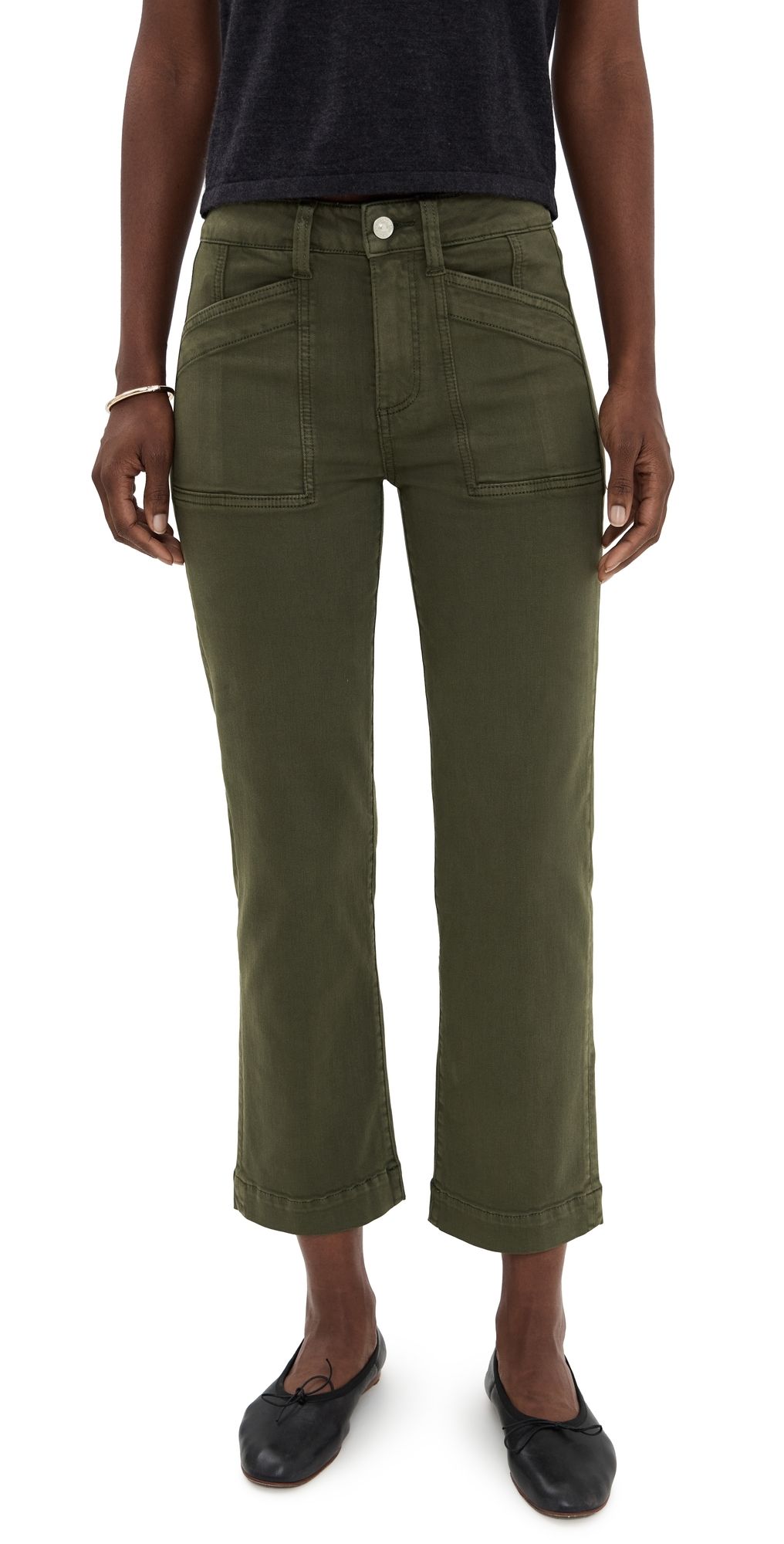 PAIGE Quincy Ankle Pants Vintage Forest Moss 32