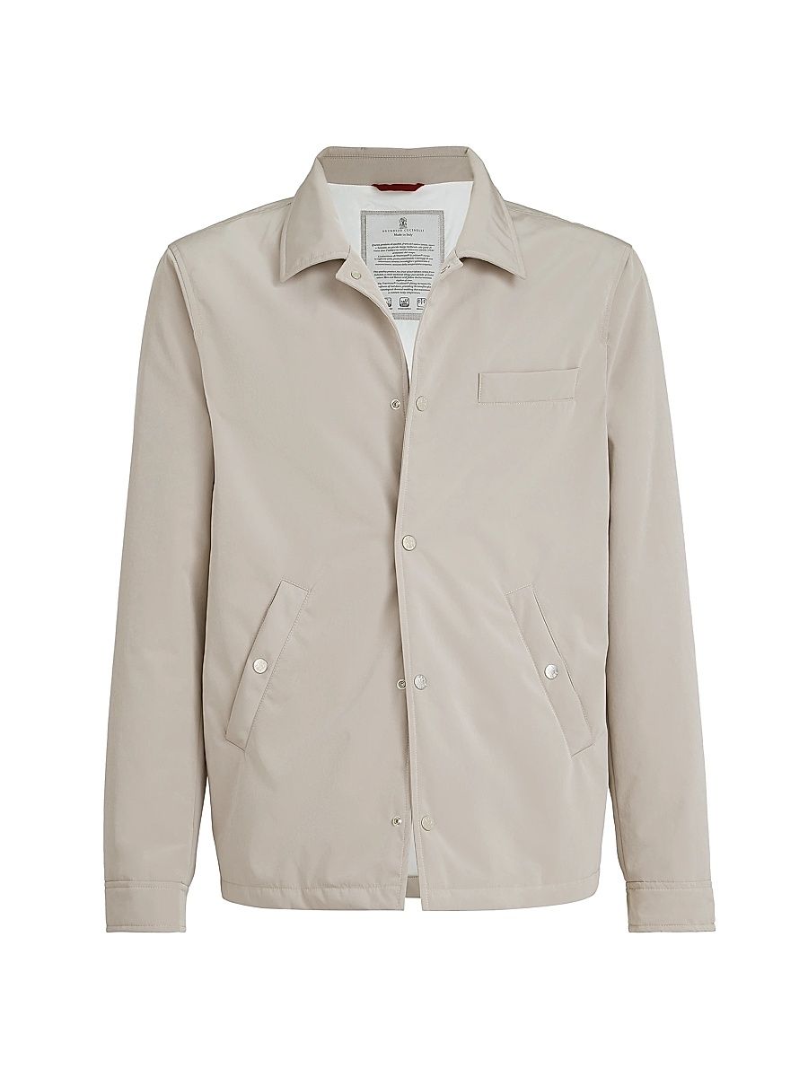 Men's Bonded Nylon Outerwear Jacket with Thermore Padding - Dove - Size 38