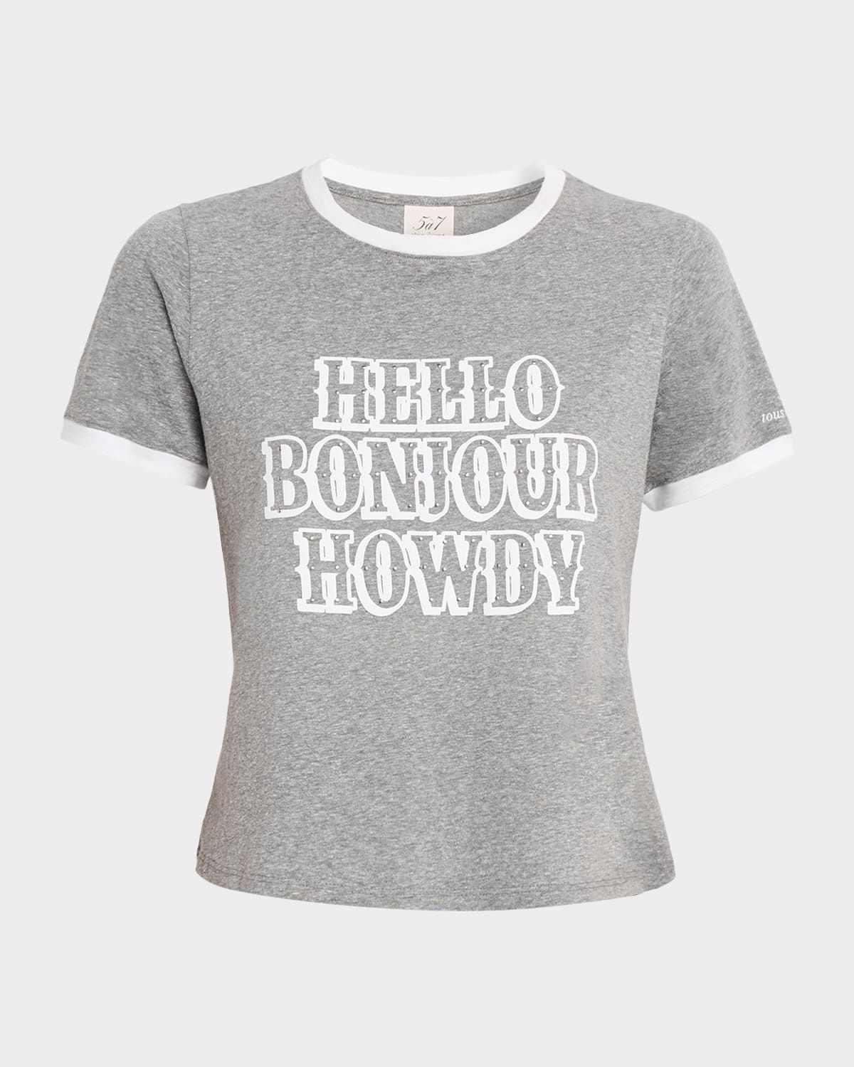 Studded Hello Bonjour Howdy Ringer Tee