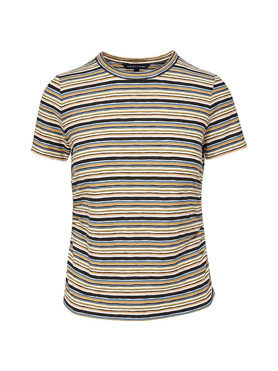 Women's Remus Striped Cotton T-Shirt - Variegated Multi Stripe - Size XL