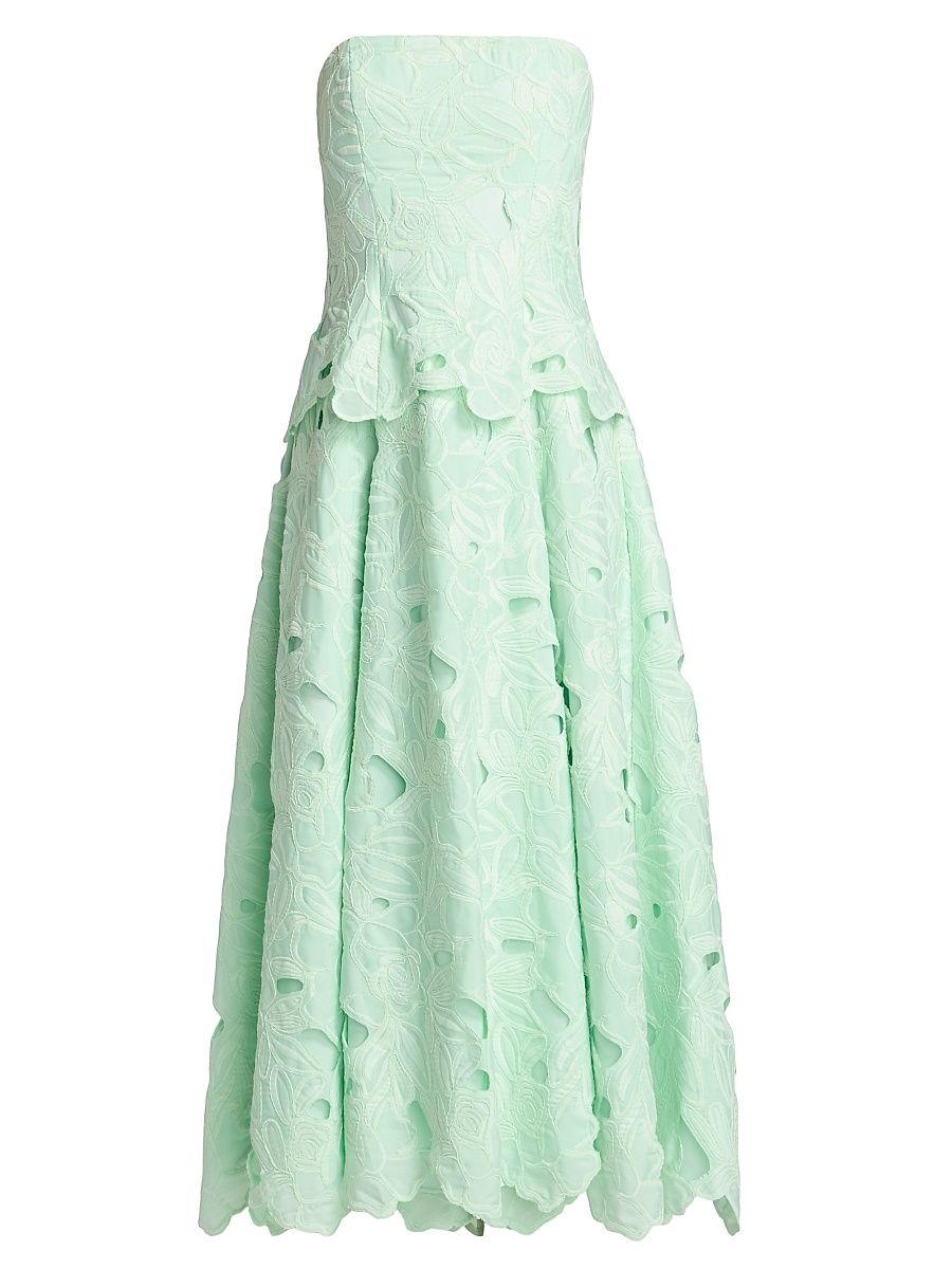 Women's Isla Strapless Lace Midi-Dress - Mint - Size Large