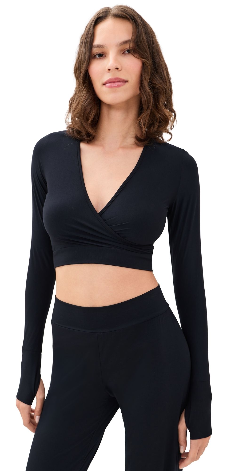 Commando Butter Wrap Top with Thumbholes Black XS
