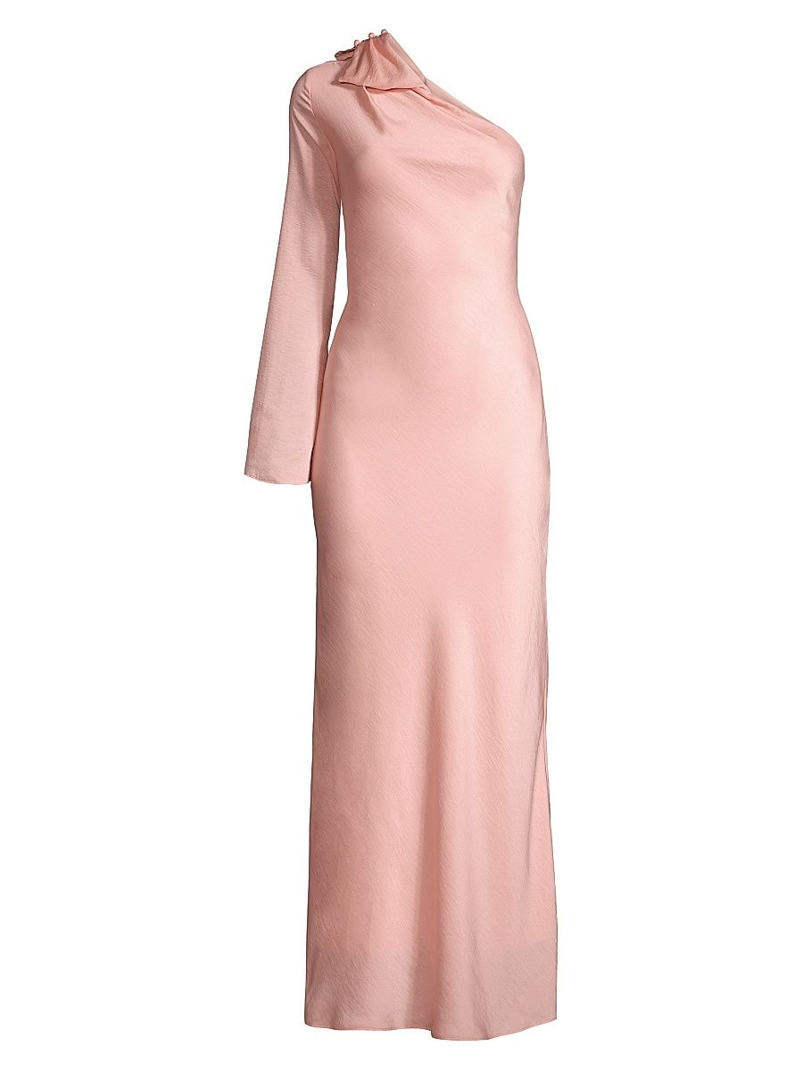 Women's Rhiannon Asymmetric Bow Satin Maxi Dress - Sorbet - Size 8
