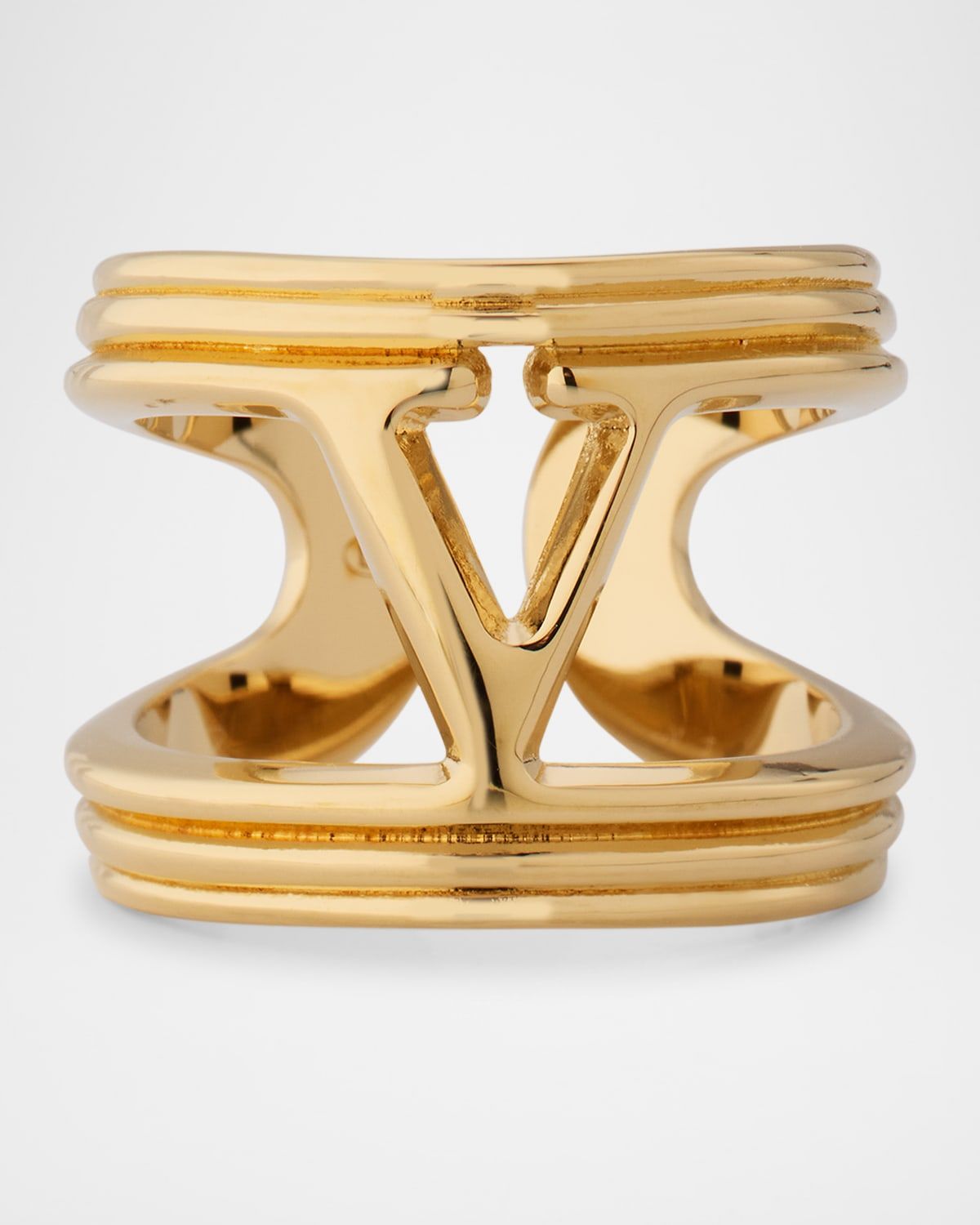 Metal V-Logo Ovalette Ring