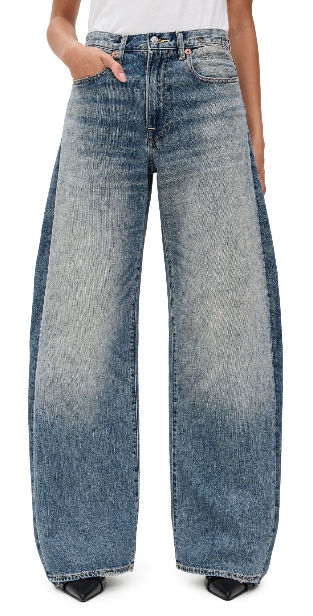 R13 Insert D'Arcy Loose Jeans Vintage Indigo Colorblock 28