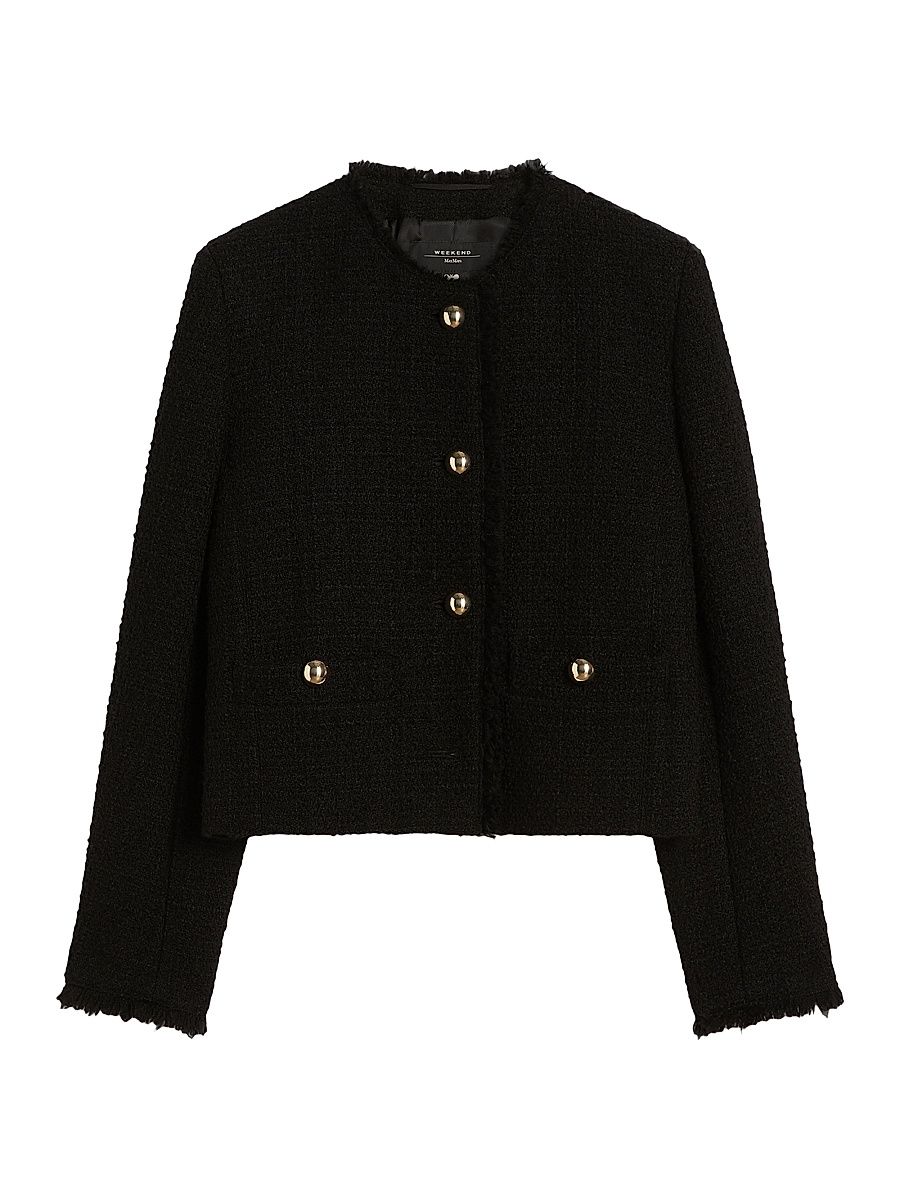 Women's Wool Blend Crew Neck Jacket - Black - Size 16