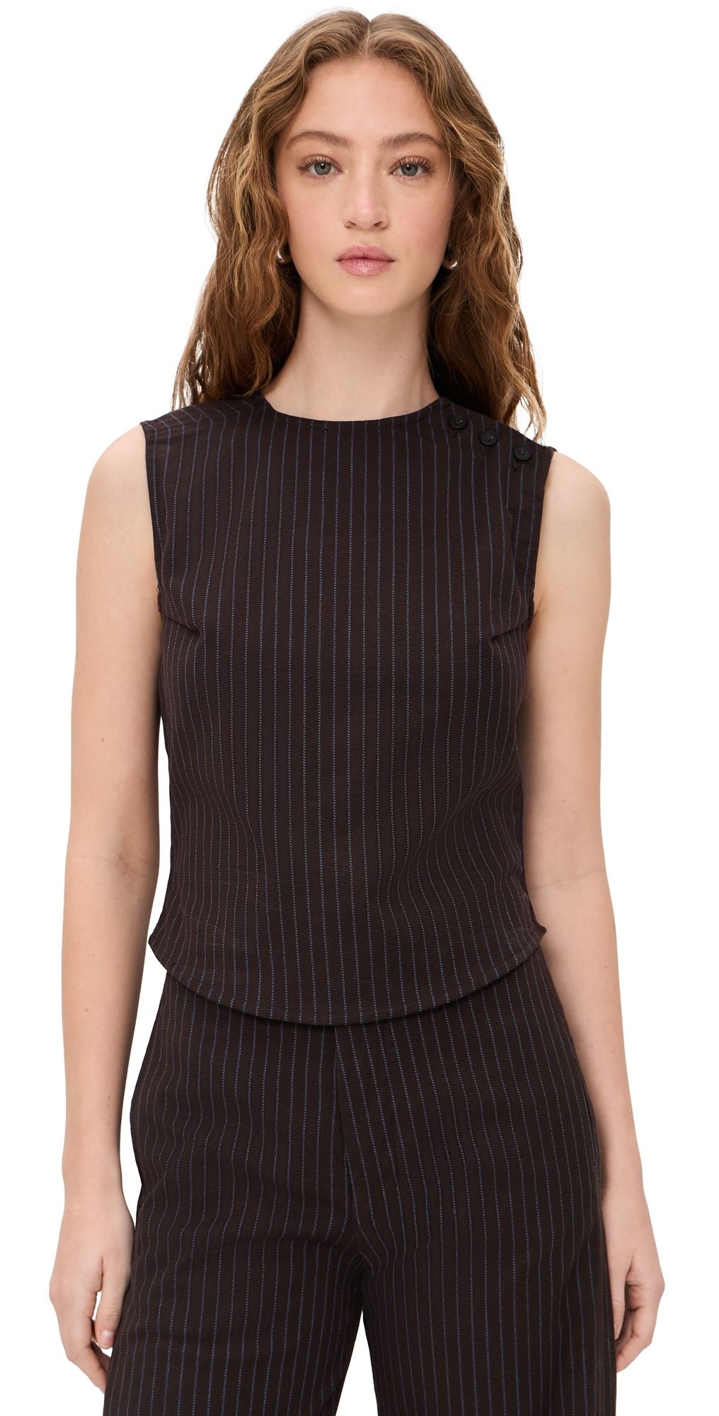 DL1961 Tailored Top Brown/Blue Stripe (Twill) M