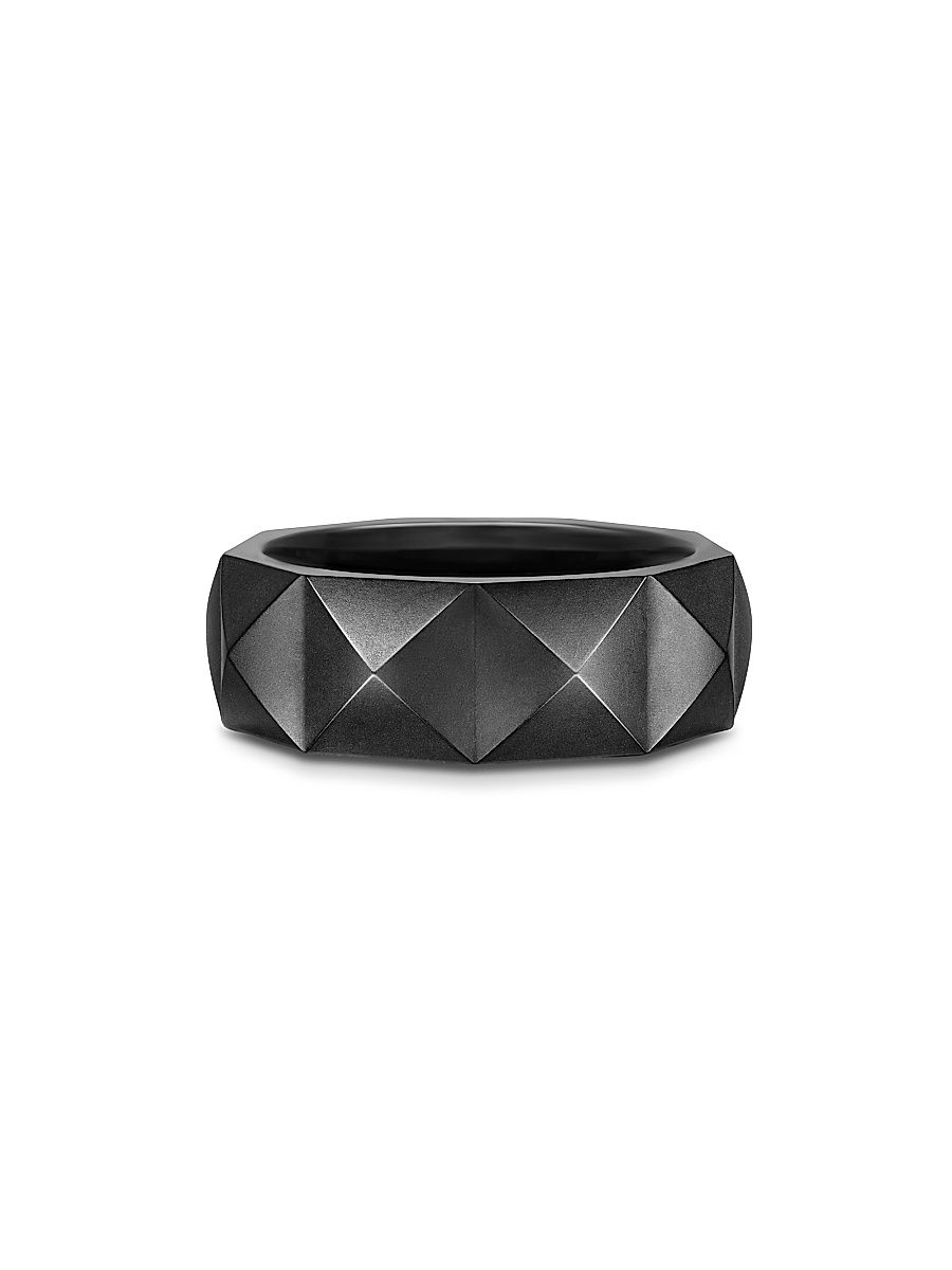 Men's Pyramid Band Ring in Black Titanium, 8MM - Black - Size 13