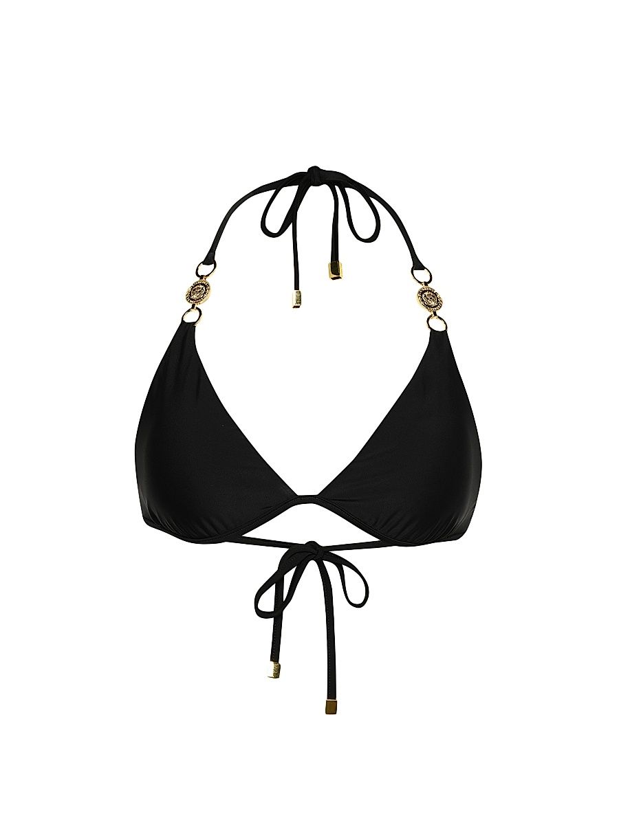 Women's Solids Annabelle Triangle Bikini Top - Black - Size Small