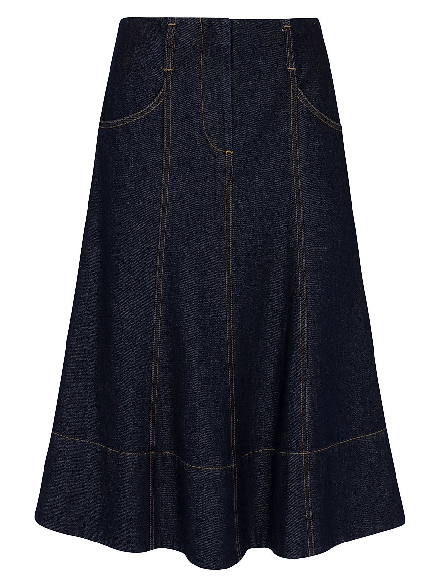 Women's Gabrielle Denim Midi-Skirt - Deep Sea Wash - Size 6
