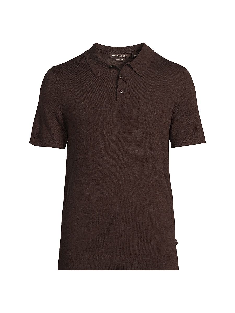 Men's Merino Wool Polo Shirt - Chocolate - Size Small