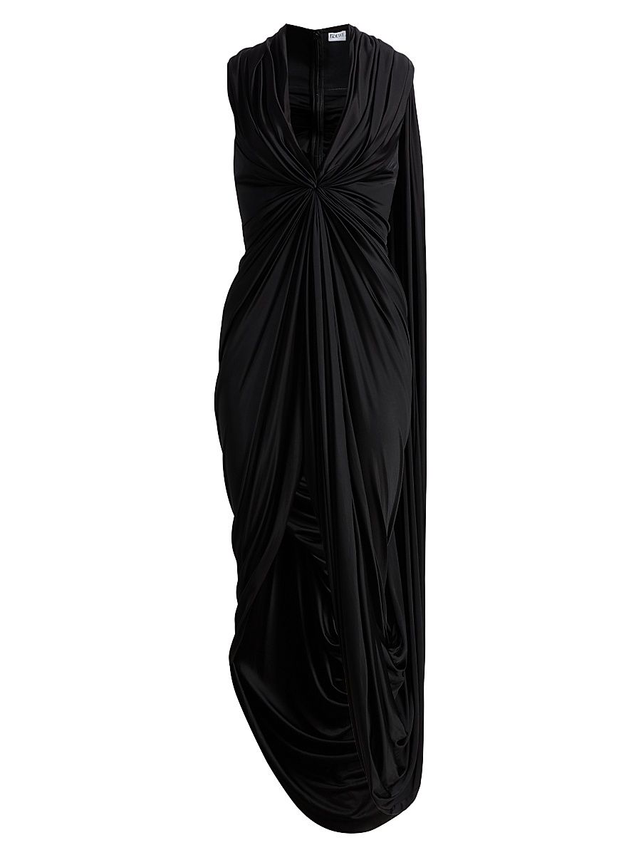 Women's Draped Jersey Gown - Black - Size 10