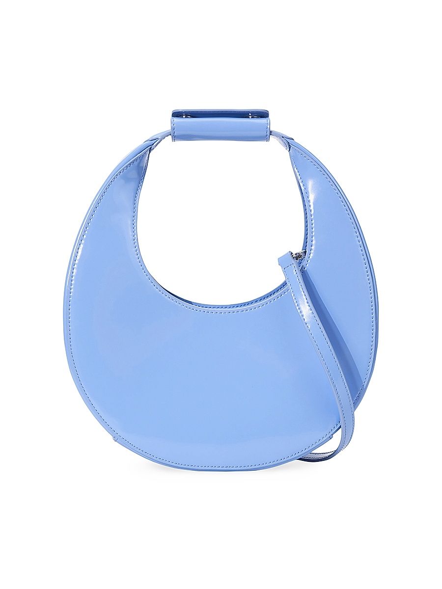 Women's Mini Moon Leather Shoulder Bag - Blue Hydrangea