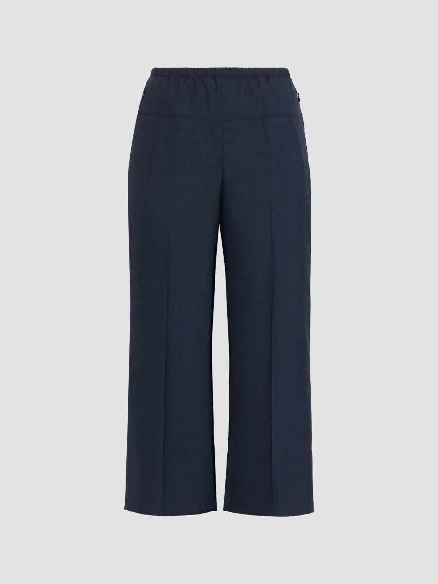 Theory Women's City Twill Wide-Leg Crop Pants - Nocturne Navy - Size XS