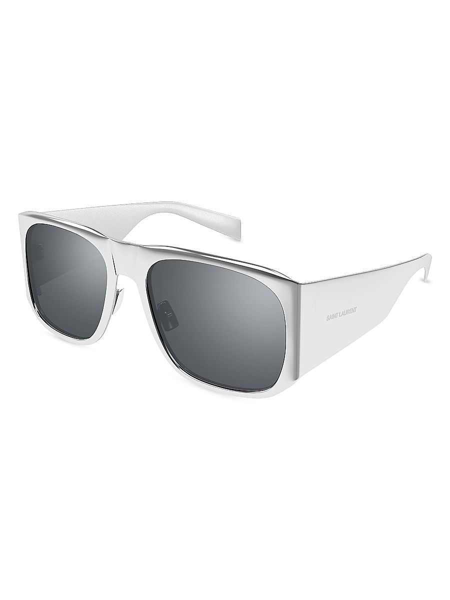 Men's Fashion Newness 58MM Geometric Sunglasses - Silver Grey