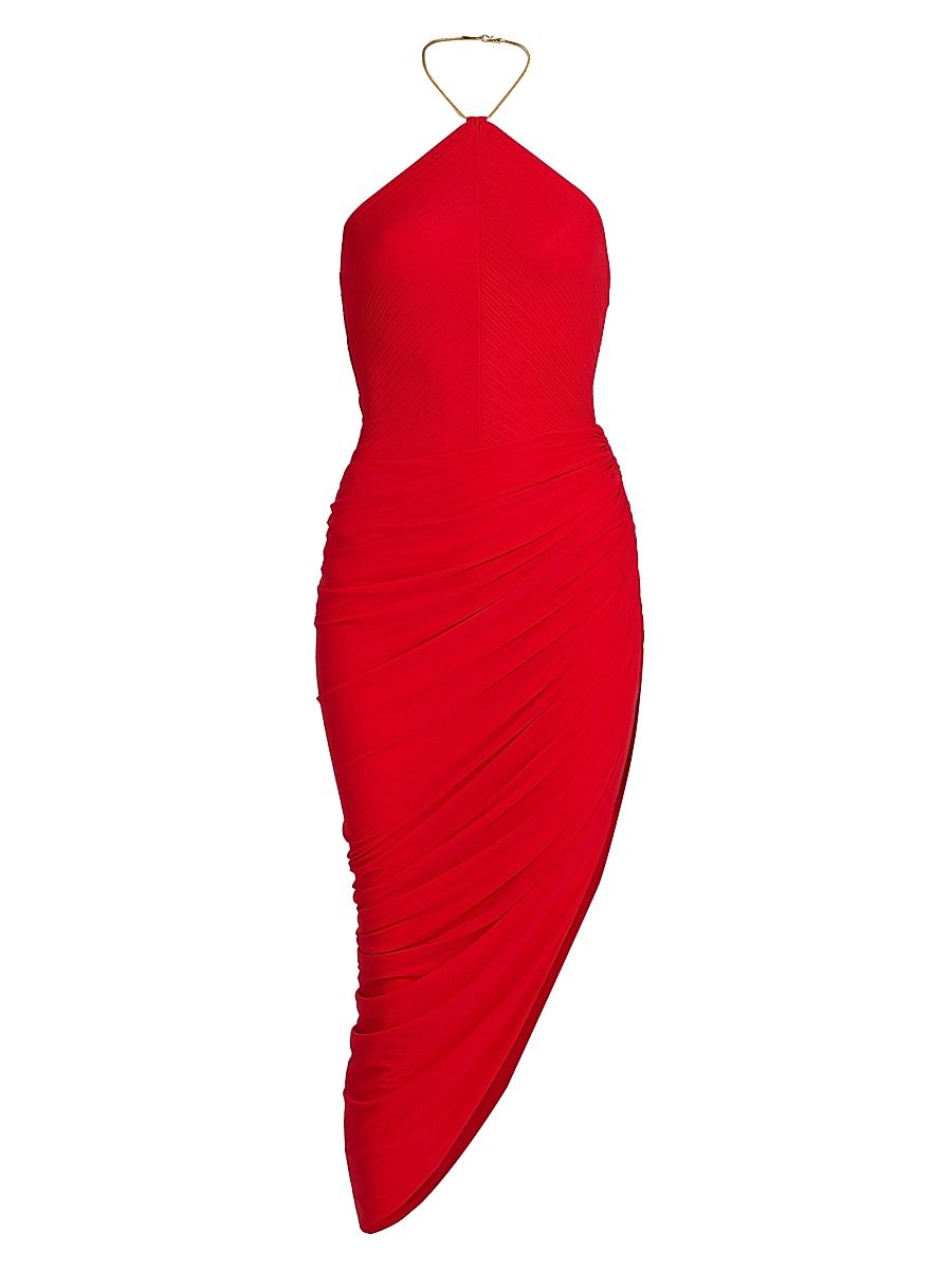 Women's Cerva Draped Cocktail Dress - Fiery Red - Size Large