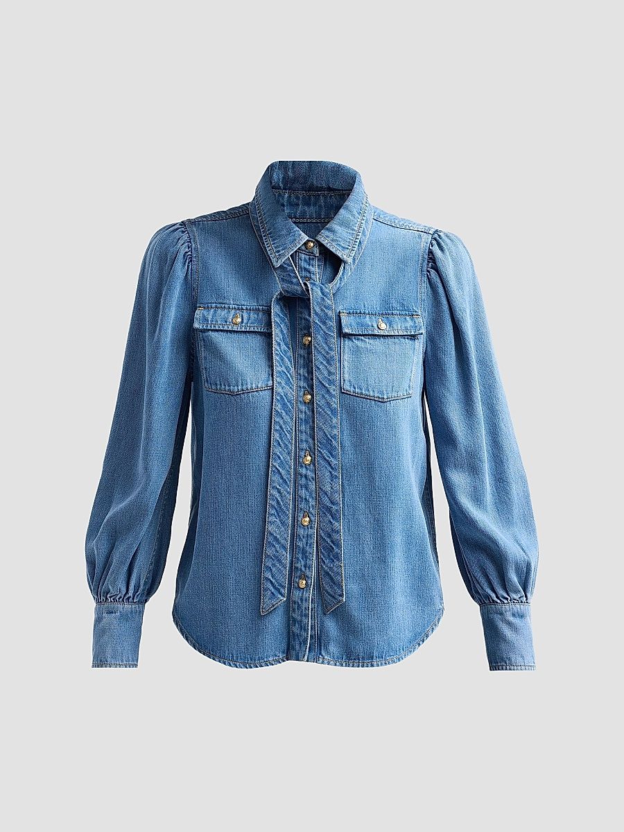 Women's Adair Denim Top - Ciel - Size Medium
