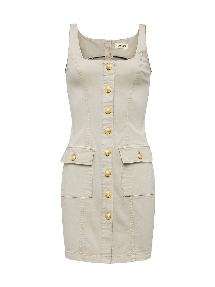 Women's Midy Button-Front Minidress - Biscuit - Size 16