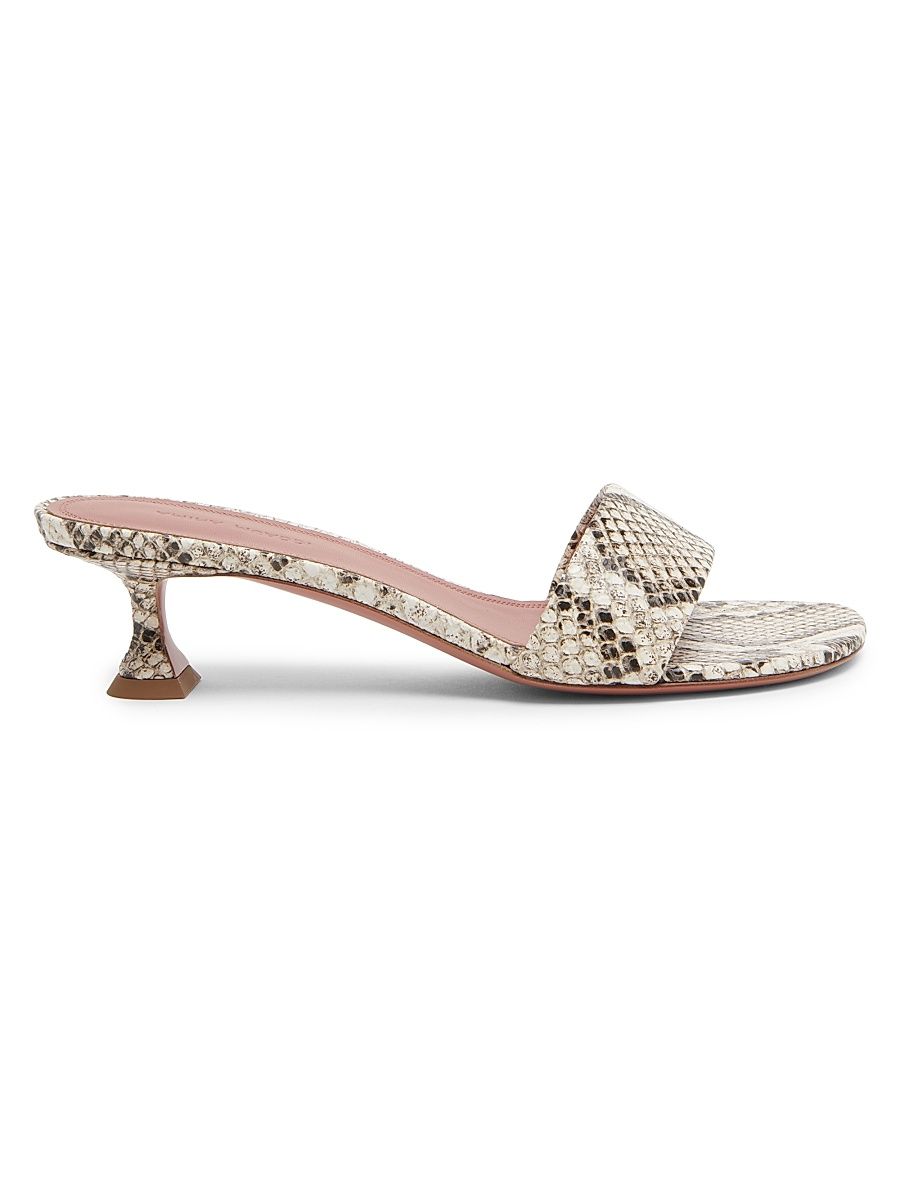 Women's Andreea 45MM Snake-Embossed Leather Mules - Natural Printed Snake - Size 8.5