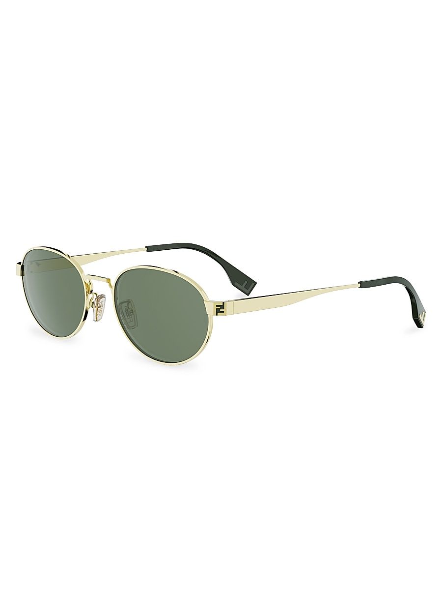 Men's Fendi Sky 55MM Oval Sunglasses - Shiny Endura Gold And Green