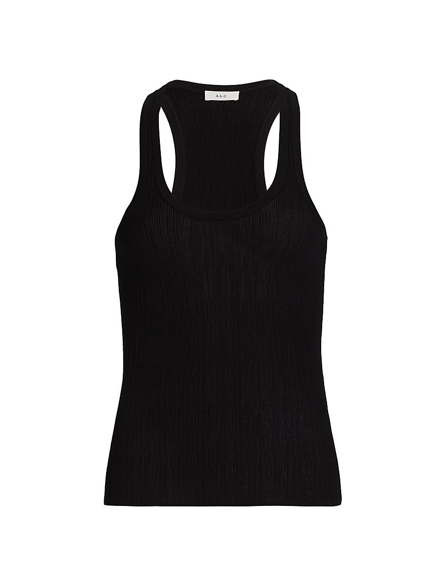 Women's Iris Rib-Knit Tank - Black - Size Large