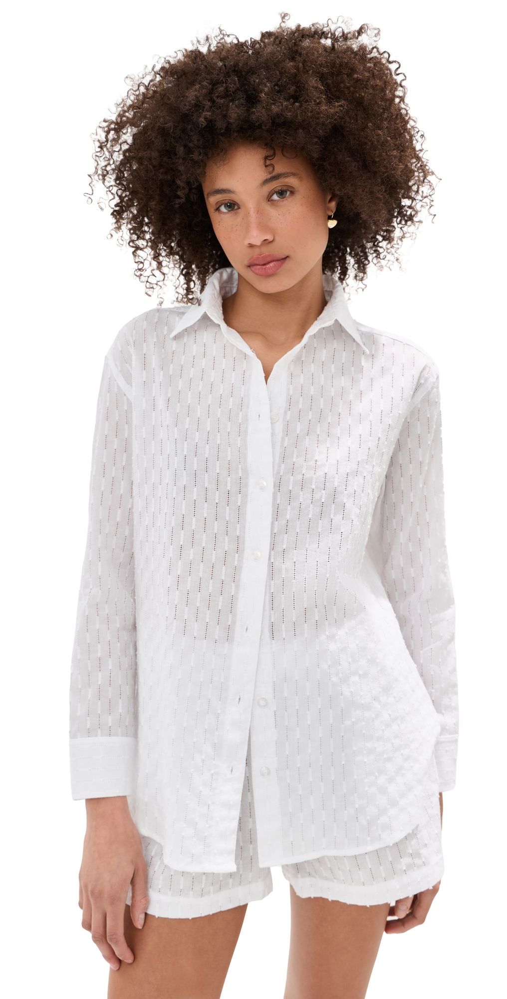 LE BOP Cecelia Eyelet Button Down White S