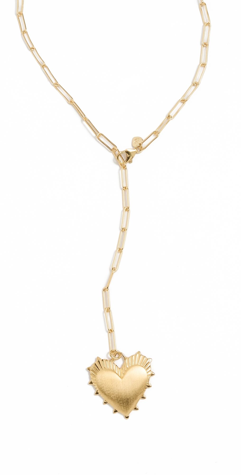 HART Long Link Lariat Necklace with Heart Gold One Size