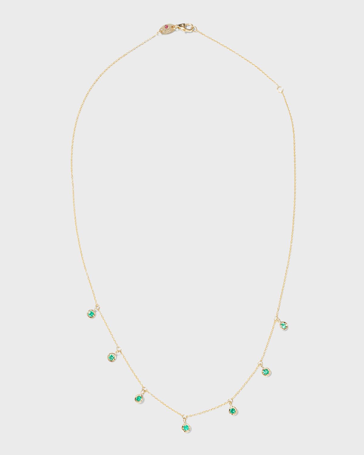 18K Yellow Gold Emerald 7-Dangle Necklace