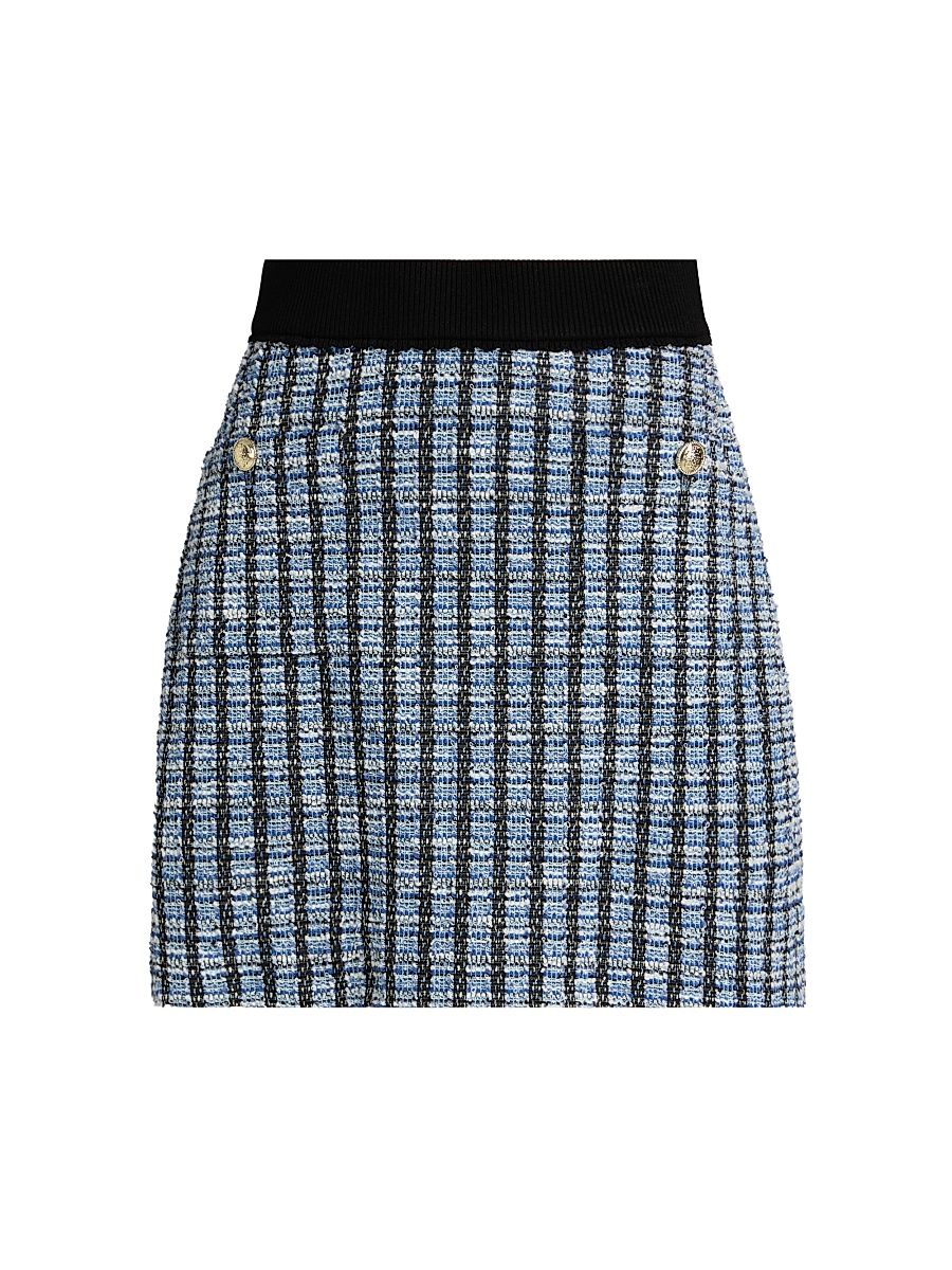 Women's Alira Stretch-Tweed A-Line Miniskirt - Blue Multi - Size Large