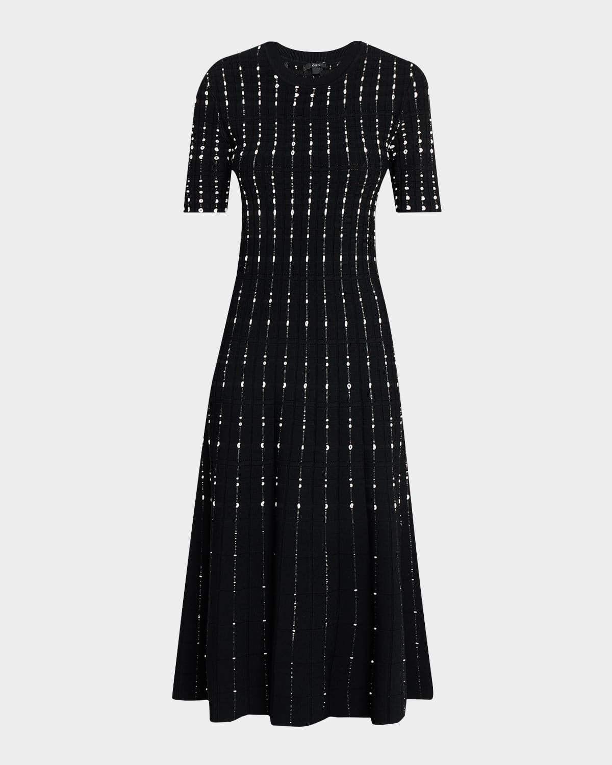 Fragmented Stripes A-Line Knit Midi Dress